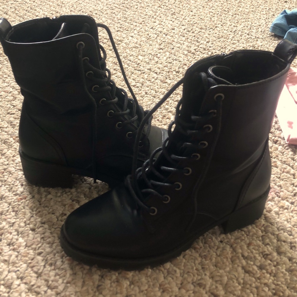 Black zip up combat boots